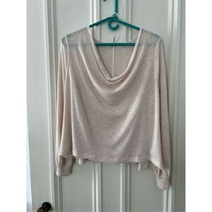 Free People cream and gold striped drop neck long sleeve peasant top S